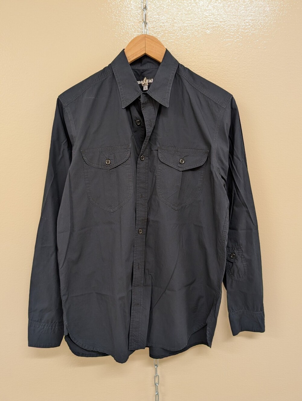 Monitaly military utility button up shirt mens L